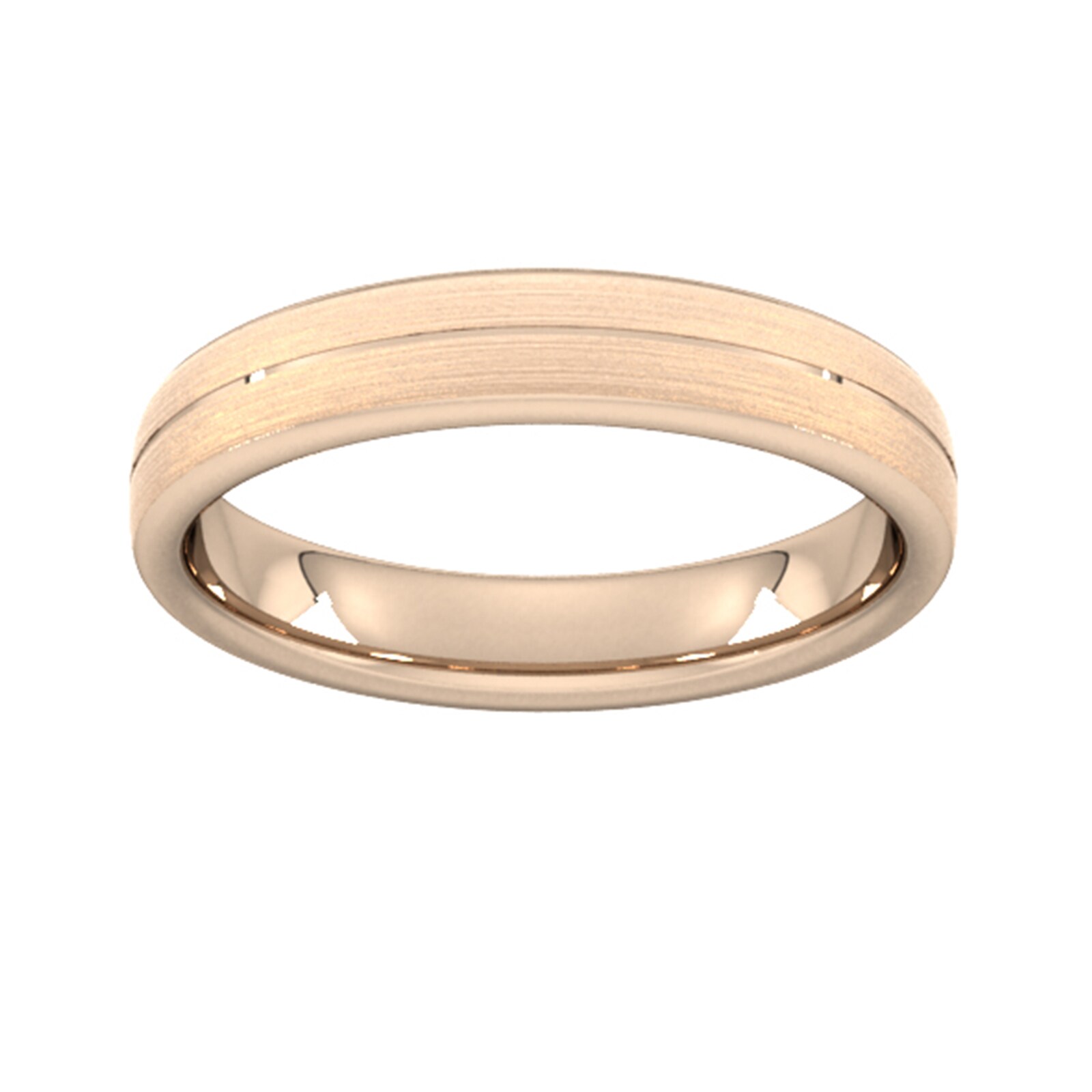 4mm Traditional Court Heavy Centre Groove With Chamfered Edge Wedding Ring In 9 Carat Rose Gold - Ring Size W