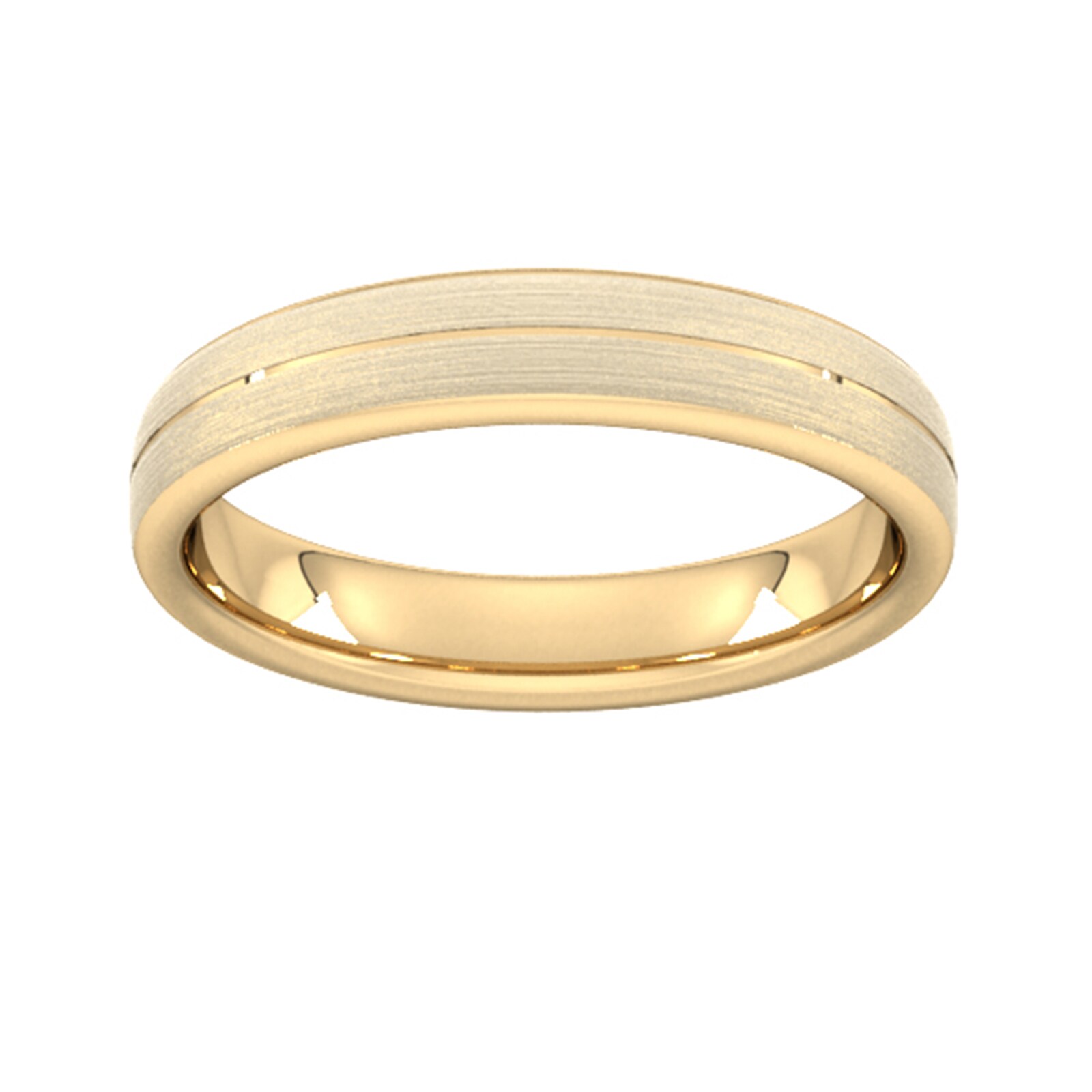 4mm Traditional Court Standard Centre Groove With Chamfered Edge Wedding Ring In 18 Carat Yellow Gold - Ring Size J