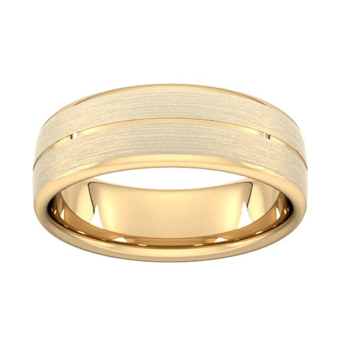 Goldsmiths 7mm Traditional Court Standard Centre Groove With Chamfered Edge Wedding Ring In 18 Carat Yellow Gold