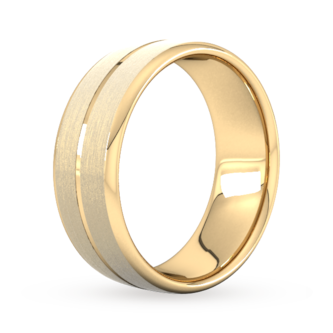 Goldsmiths 8mm Traditional Court Standard Centre Groove With Chamfered Edge Wedding Ring In 18 Carat Yellow Gold Goldsmiths 8mm Traditional Court Standard Centre Groove With Chamfered Edge Wedding Ring In 18 Carat Yellow Gold