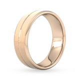 Goldsmiths 7mm Traditional Court Standard Centre Groove With Chamfered Edge Wedding Ring In 18 Carat Rose Gold
