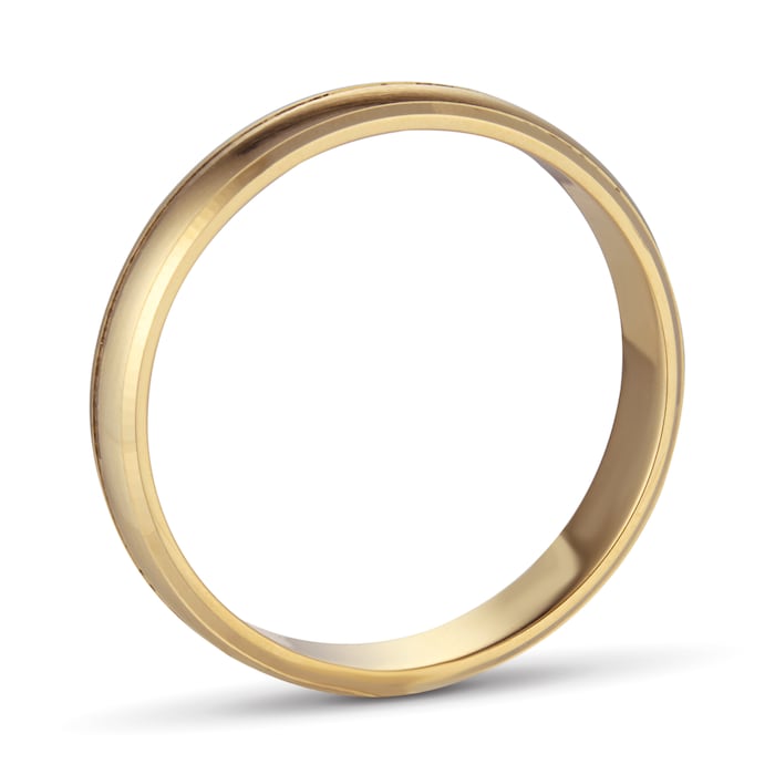 Goldsmiths 4mm D Shape Standard Centre Groove With Chamfered Edge Wedding Ring In 9 Carat Yellow Gold