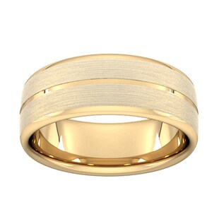 Goldsmiths 8mm D Shape Standard Centre Groove With Chamfered Edge Wedding Ring In 9 Carat Yellow Gold