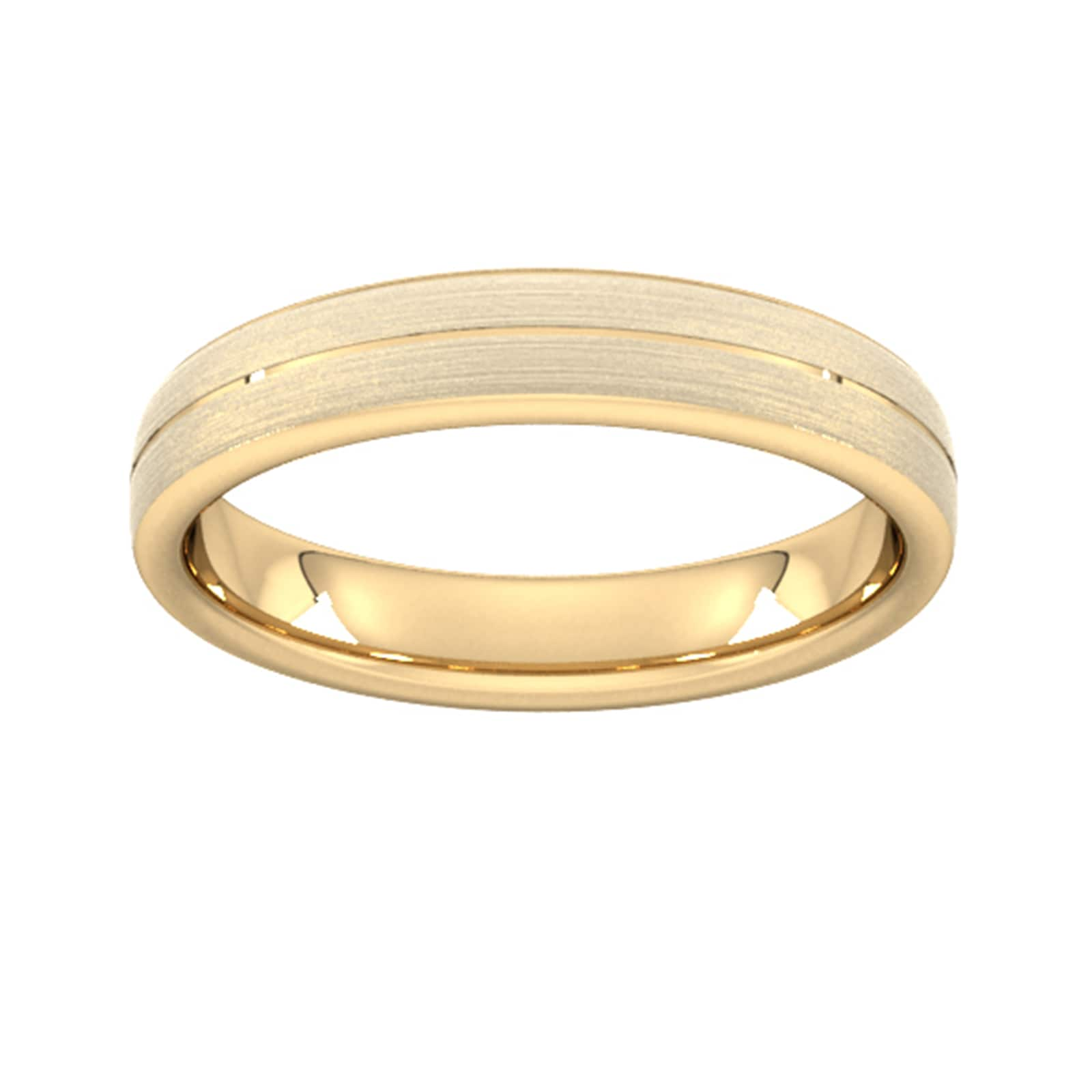 4mm D Shape Heavy Centre Groove With Chamfered Edge Wedding Ring In 9 Carat Yellow Gold - Ring Size L