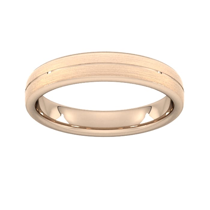 Goldsmiths 4mm D Shape Standard Centre Groove With Chamfered Edge Wedding Ring In 9 Carat Rose Gold