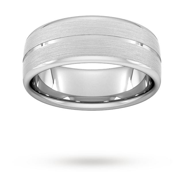 8mm D Shape Heavy Centre Groove With Chamfered Edge Wedding Ring 