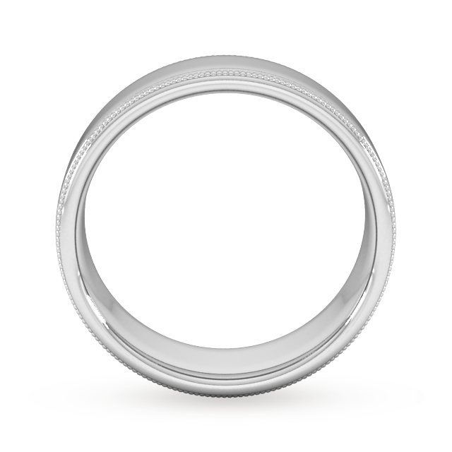 Goldsmiths 7mm Slight Court Standard Milgrain Edge Wedding Ring In 9 Carat White Gold