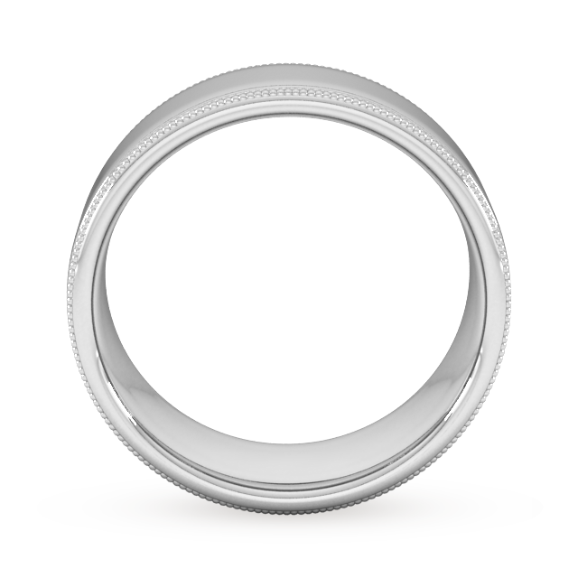 Goldsmiths 8mm Slight Court Standard Milgrain Edge Wedding Ring In 9 Carat White Gold - Ring Size S Goldsmiths 8mm Slight Court Standard Milgrain Edge Wedding Ring In 9 Carat White Gold - Ring Size S