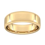 Goldsmiths 7mm Slight Court Standard Milgrain Edge Wedding Ring In 9 Carat Yellow Gold