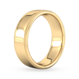 Goldsmiths 7mm Slight Court Standard Milgrain Edge Wedding Ring In 9 Carat Yellow Gold