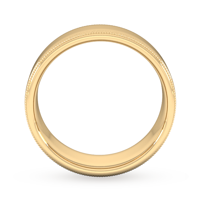 Goldsmiths 7mm Slight Court Standard Milgrain Edge Wedding Ring In 9 Carat Yellow Gold - Ring Size T