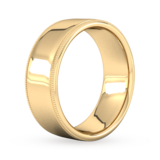 Goldsmiths 8mm Slight Court Standard Milgrain Edge Wedding Ring In 9 Carat Yellow Gold