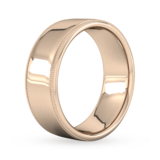Goldsmiths 8mm Slight Court Standard Milgrain Edge Wedding Ring In 9 Carat Rose Gold