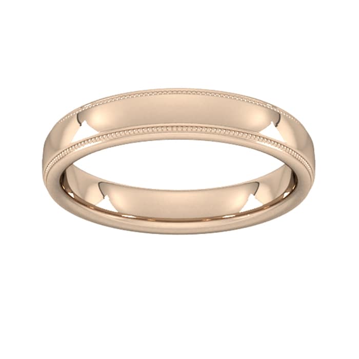 Goldsmiths 4mm Slight Court Heavy Milgrain Edge Wedding Ring In 9 Carat Rose Gold - Ring Size Q