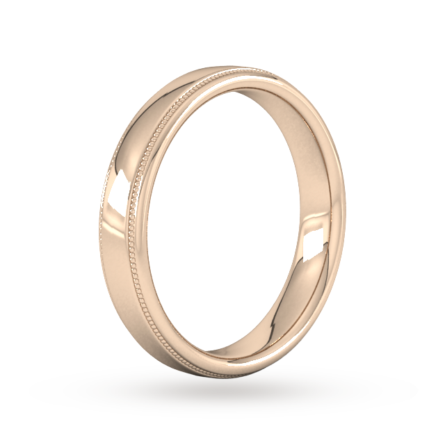 Goldsmiths 4mm Slight Court Heavy Milgrain Edge Wedding Ring In 9 Carat Rose Gold