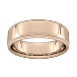 Goldsmiths 7mm Slight Court Heavy Milgrain Edge Wedding Ring In 9 Carat Rose Gold - Ring Size Q