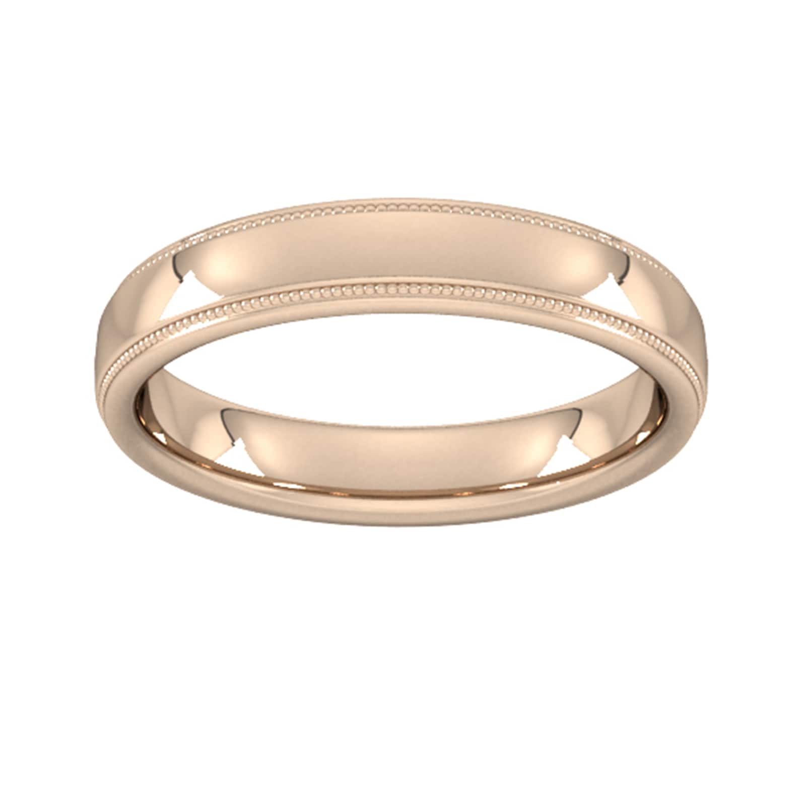 Goldsmiths 4mm Slight Court Extra Heavy Milgrain Edge Wedding Ring In 9 Carat Rose Gold