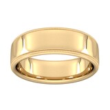 Goldsmiths 7mm Slight Court Heavy Milgrain Edge Wedding Ring In 18 Carat Yellow Gold - Ring Size Q