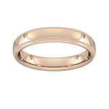 Goldsmiths 4mm Slight Court Standard Milgrain Edge Wedding Ring In 18 Carat Rose Gold