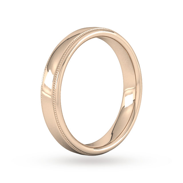 Goldsmiths 4mm Slight Court Standard Milgrain Edge Wedding Ring In 18 Carat Rose Gold - Ring Size J
