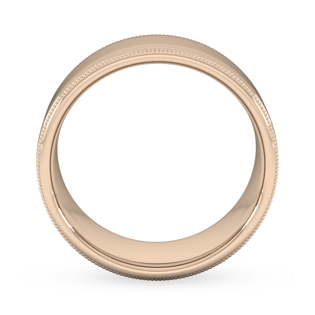 Goldsmiths 8mm Slight Court Standard Milgrain Edge Wedding Ring In 18 Carat Rose Gold