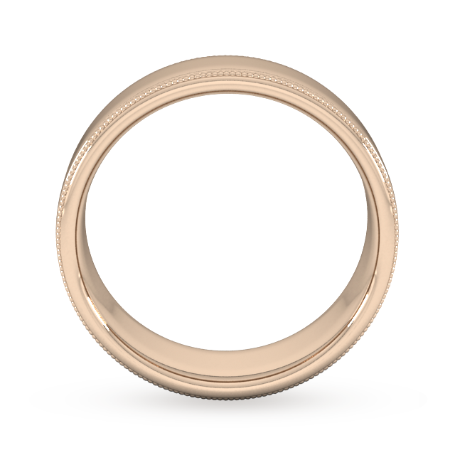 Goldsmiths 7mm Slight Court Extra Heavy Milgrain Edge Wedding Ring In 18 Carat Rose Gold - Ring Size O
