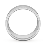 Goldsmiths 8mm Flat Court Heavy Milgrain Edge Wedding Ring In 18 Carat White Gold - Ring Size O