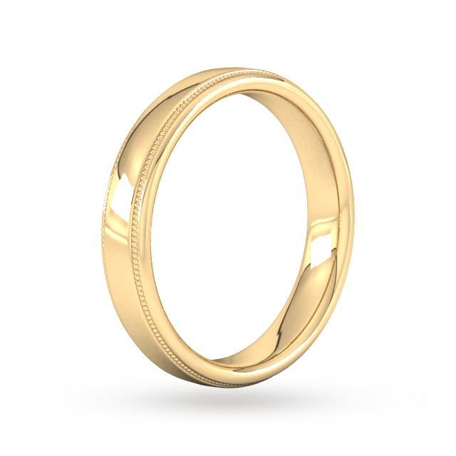 Goldsmiths 4mm Flat Court Heavy Milgrain Edge Wedding Ring In 18 Carat Yellow Gold