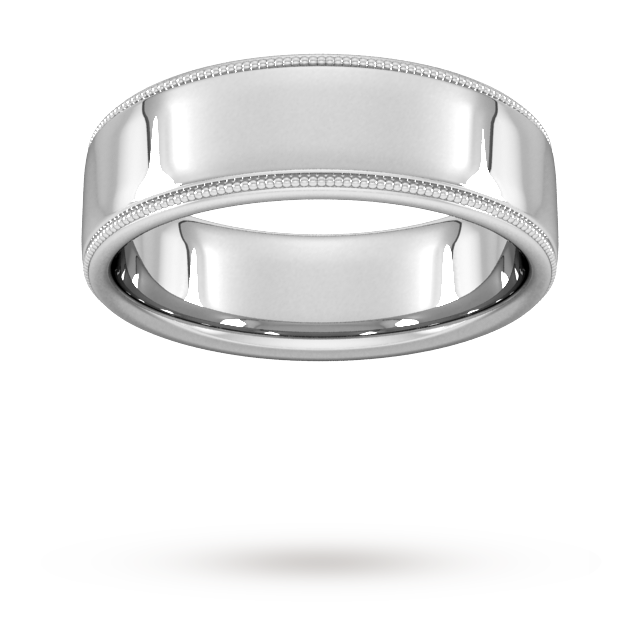 7mm Flat Court Heavy Milgrain Edge Wedding Ring In 950 Palladium - Ring Size Z