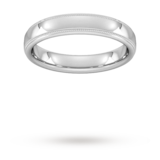 Goldsmiths 4mm Traditional Court Standard Milgrain Edge Wedding Ring In 9 Carat White Gold
