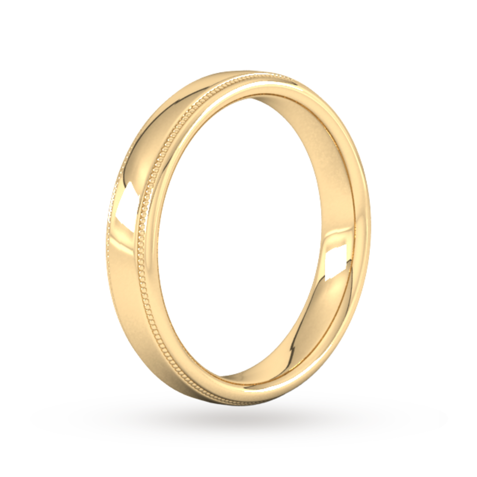 Goldsmiths 4mm Traditional Court Heavy Milgrain Edge Wedding Ring In 9 Carat Yellow Gold