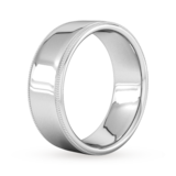 Goldsmiths 8mm Traditional Court Standard Milgrain Edge Wedding Ring In 18 Carat White Gold - Ring Size O