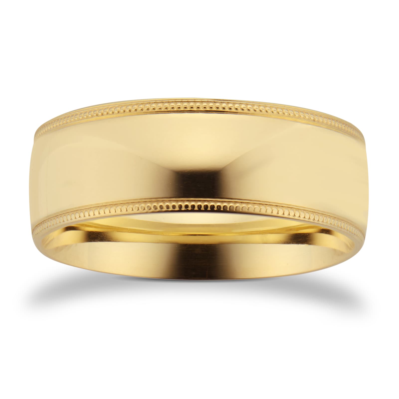 Goldsmiths 8mm Traditional Court Heavy Milgrain Edge Wedding Ring In 18 Carat Yellow Gold