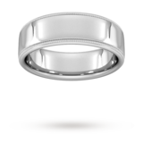 Goldsmiths 7mm D Shape Standard Milgrain Edge Wedding Ring In 9 Carat White Gold