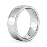 Goldsmiths 8mm D Shape Standard Milgrain Edge Wedding Ring In 9 Carat White Gold
