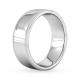 Goldsmiths 8mm D Shape Heavy Milgrain Edge Wedding Ring In 9 Carat White Gold