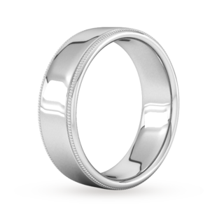 Goldsmiths 7mm D Shape Heavy Milgrain Edge Wedding Ring In 18 Carat White Gold