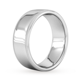 Goldsmiths 8mm D Shape Heavy Milgrain Edge Wedding Ring In 18 Carat White Gold - Ring Size J