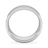 Goldsmiths 8mm D Shape Heavy Milgrain Edge Wedding Ring In 18 Carat White Gold - Ring Size J
