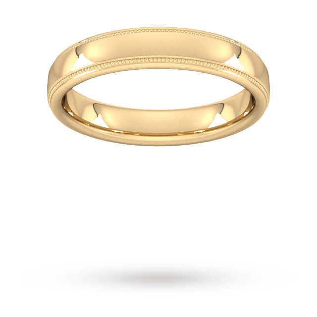 7mm D Shape Heavy Milgrain Edge Wedding Ring In 18 Carat Yellow Gold - Ring Size O