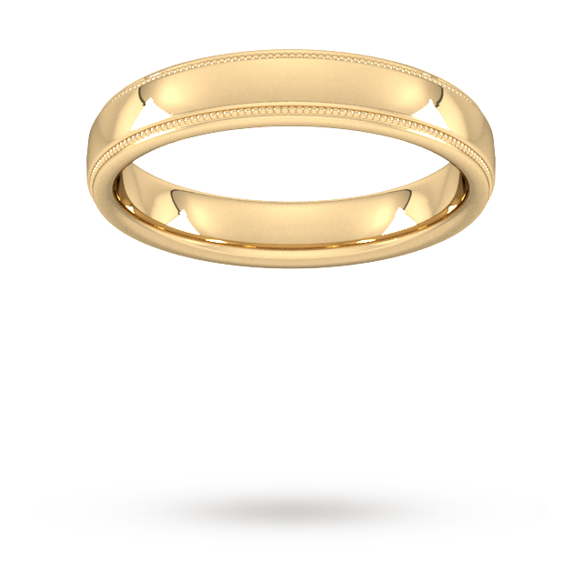 Goldsmiths 7mm D Shape Heavy Milgrain Edge Wedding Ring In 18 Carat Yellow Gold - Ring Size M