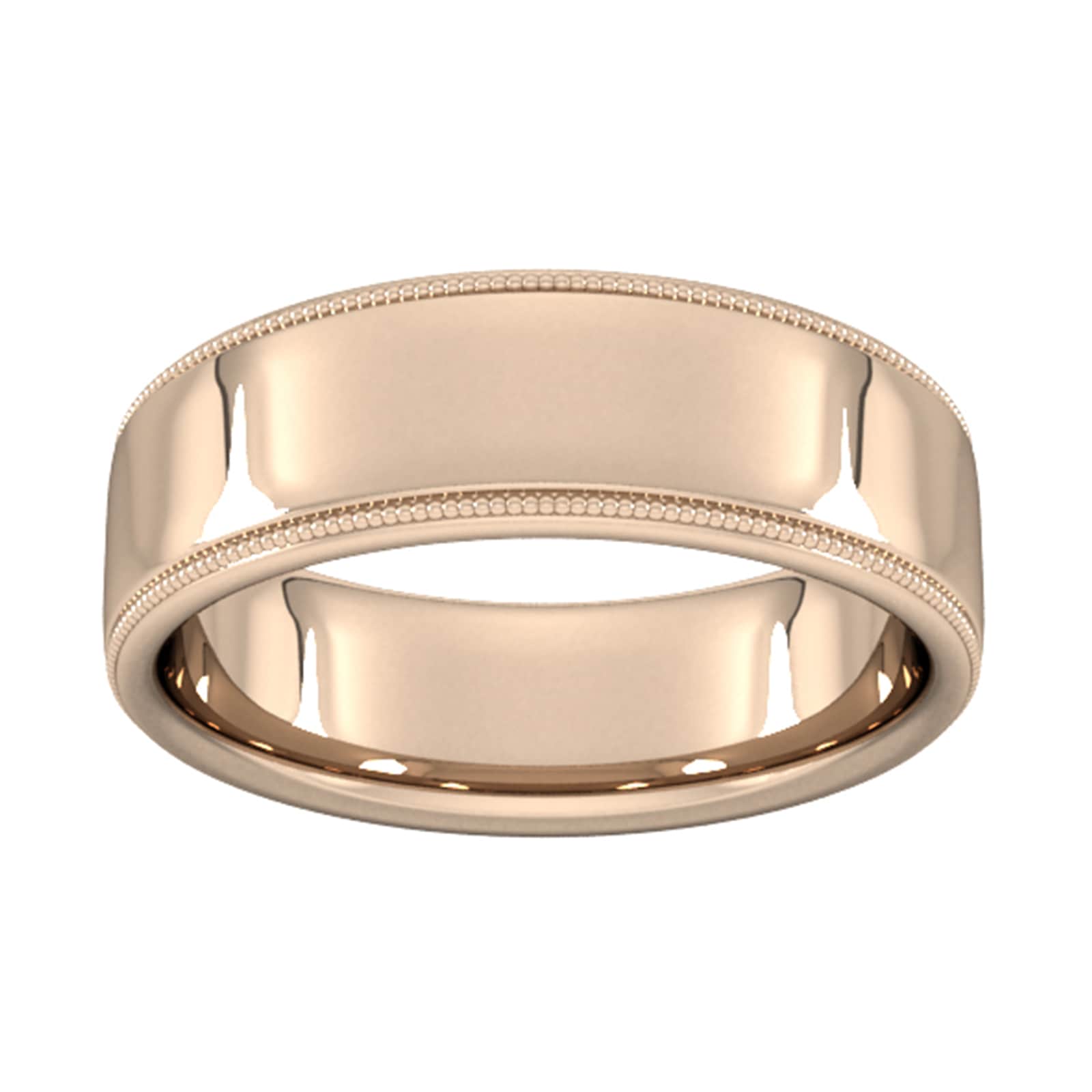 Goldsmiths 7mm D Shape Heavy Milgrain Edge Wedding Ring In 18 Carat Rose Gold - Ring Size R Goldsmiths 7mm D Shape Heavy Milgrain Edge Wedding Ring In 18 Carat Rose Gold - Ring Size R