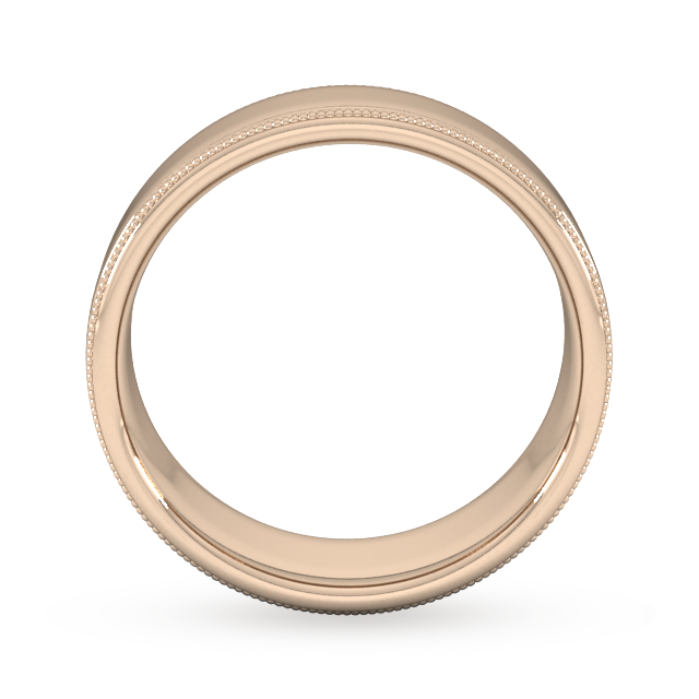 Goldsmiths 7mm D Shape Heavy Milgrain Edge Wedding Ring In 18 Carat Rose Gold - Ring Size R