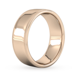 Goldsmiths 8mm D Shape Heavy Milgrain Edge Wedding Ring In 18 Carat Rose Gold - Ring Size T