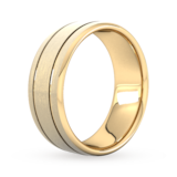 Goldsmiths 8mm Slight Court Standard Matt Finish With Double Grooves Wedding Ring In 9 Carat Yellow Gold