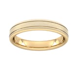 Goldsmiths 4mm Slight Court Extra Heavy Matt Finish With Double Grooves Wedding Ring In 9 Carat Yellow Gold - Ring Size R