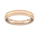 Goldsmiths 4mm Slight Court Standard Matt Finish With Double Grooves Wedding Ring In 9 Carat Rose Gold