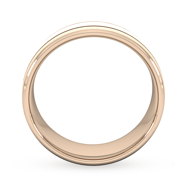 Goldsmiths 8mm Slight Court Standard Matt Finish With Double Grooves Wedding Ring In 9 Carat Rose Gold