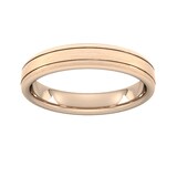 Goldsmiths 4mm Slight Court Heavy Matt Finish With Double Grooves Wedding Ring In 9 Carat Rose Gold