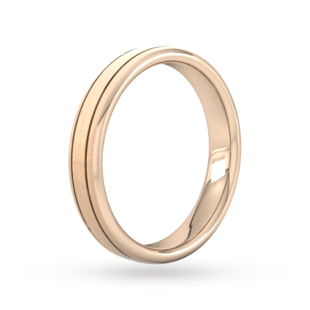 Goldsmiths 4mm Slight Court Heavy Matt Finish With Double Grooves Wedding Ring In 9 Carat Rose Gold